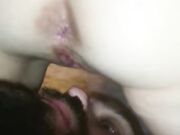 Cleanup time black dude cums in wifes pussy and cuck husband tastes it