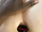 Booty plug and big huge black dong in her pussy